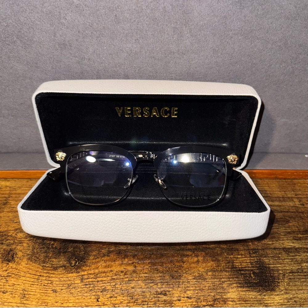 Versace Black Glasses with Gold Accents